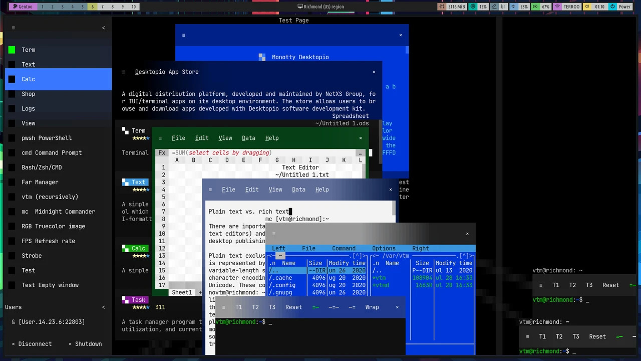 Meet Monotty Desktopio - A desktop environment on your Terminal